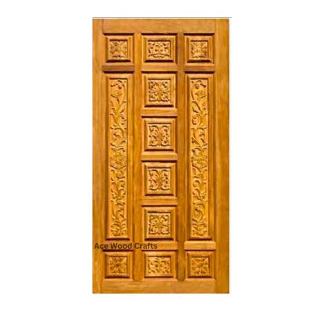 Handcrafted Teak Wood Single Panel Door with Glossy Finish Elegant Carved Design Manufacturers, Suppliers in Saharanpur