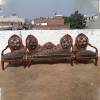 Modern Brown Hand Carved Wooden Sofa Puffy Set Manufacturers, Suppliers in Saharanpur