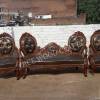 Modern Brown Hand Carved Wooden Sofa Puffy Set Manufacturers, Suppliers in Saharanpur